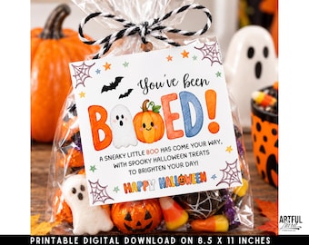 Halloween Gift Tag Printable,You’ve been Booed, Halloween Boo Basket Tag, Printable Trick or Treat Tag, Ghost Pumpkin Gift Tag