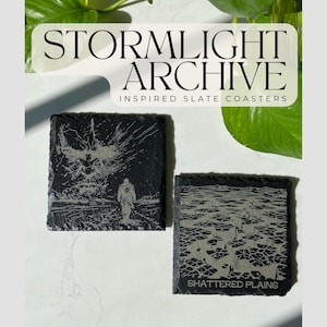 STORMLIGHT ARCHIVE COASTERS | Book Inspired | Engraved Slate | Way of Kings | Shardblade | Select Yours! | Book Lovers Gift