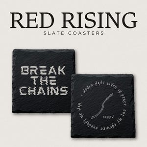RED RISING COASTERS | Engraved Slate | Select Your Designs! | Break the Chains | Darrow | Mustang | Sevro | Sophocles