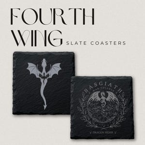 FOURTH WING COASTERS | Basgiath War College | Engraved Slate | Select Yours! | Book Lovers Gift | Violet Sorrengail | Fantasy Lovers