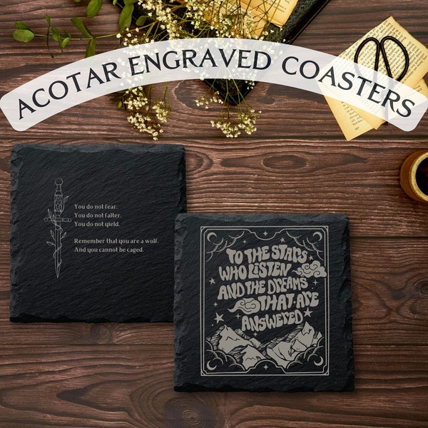 ACOTAR COASTERS | A Court Of Thorns & Roses | Engraved Slate | Select Yours! | Book Lovers Gift | Velaris | Bat Boys | ACOTAR Inspired
