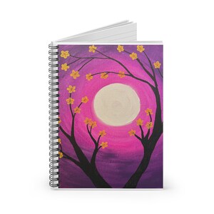 Notebook with Print of Original Painting Flowers Around the Moon