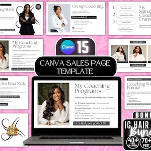 Canva Sales Page Template, Coaching Canva Website Template, Coaching Sales Page, Landing Page, Sales Funnel Template, Course Landing Page