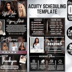 08 Acuity Site, Acuity Scheduling Template Hairstylist, Booking Site, Acuity Template Hair | Trendy Pink Black White theme | Canva Template