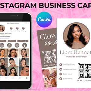 Makeup Business Card IG Makeup Artist Card Beauty Canva Business Card Hair Canva Lash Instagram Business Card Nail Business Makeup DIY Card