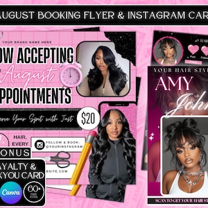 August Booking Flyer , DIY Back to School Flyer, Editable Back to School Flyer, Hair , Nails, Makeup Lash Flyer