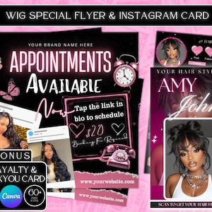 Wig Special Flyer, Wig Install Flyer, Wig Flyer, Hair Install Flyer, Hair Booking Flyer, Hair Stylist, Social Media Flyer, Canva Editable