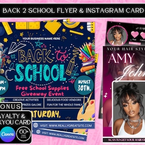 Back To School Flyer,Back To School Giveaway Flyer, Back to school Supplies flyer, DIY canva template, Giveaway Special Flyer Canva