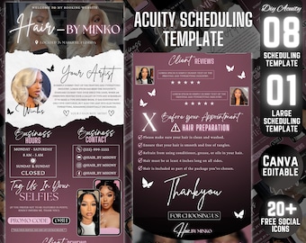 DIY Acuity Site - Acuity Scheduling Template Hairstylist - Canva Template - Hair Business Website -  Hair Artist - Hair Acuity Template