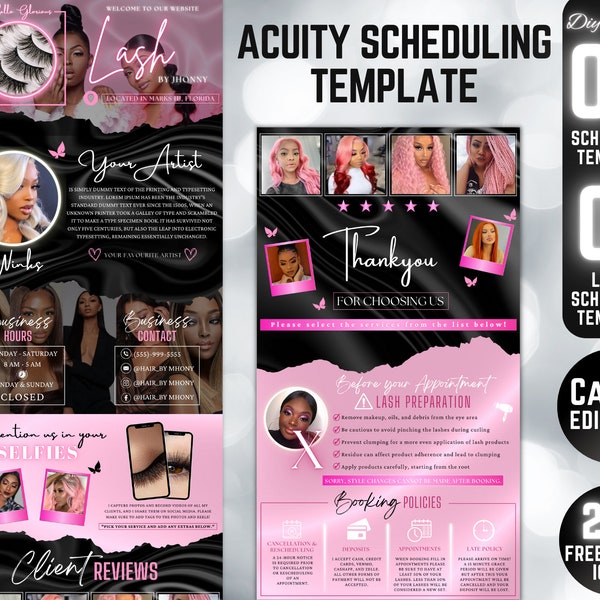 10 DIY Acuity Site - Acuity Scheduling Template Lashstylist - Canva Template - Lash Business Website - Lash Artist - Lash Acuity Template