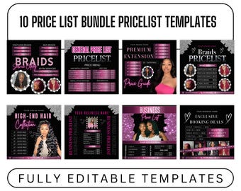DIY Hair Collection Price List Flyer, Hair Pricelist Flyer, Hair Pricing List Flyer, Hair Bundles Flyer, Social Media Branding,CanvaEditable