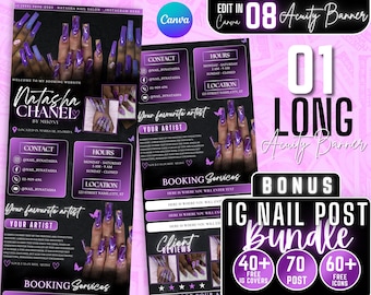 Acuity Scheduling Template, Nail Tech Acuity Scheduling Template, Nail Tech Branding, Nail Tech Website, Canva,Acuity Free 70 Instagram post