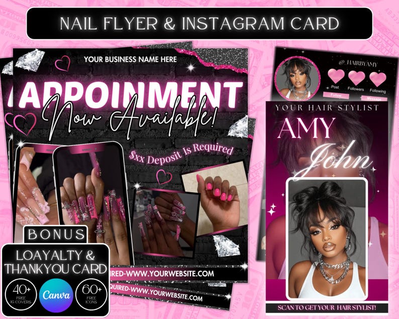 Nail Booking Flyer, Nail Flyer, Nail Tech Flyer, Nail Appointments Available flyer, Nail Book now flyer, Nail Instagram Post Content Flyer