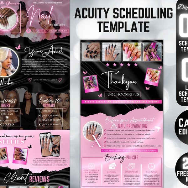 10 DIY Acuity Site - Acuity Scheduling Template Nailstylist - Canva Template - Nail Business Website -  Nail Artist - Nail Acuity Template