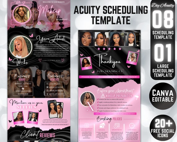10 DIY Acuity Site - Acuity Scheduling Template makeup stylist - Canva Template - Makeup Business Website - makeup Artist - Acuity Template