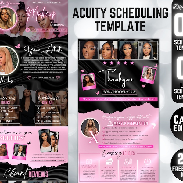 10 DIY Acuity Site - Acuity Scheduling Template makeup stylist - Canva Template - Makeup Business Website - makeup Artist - Acuity Template