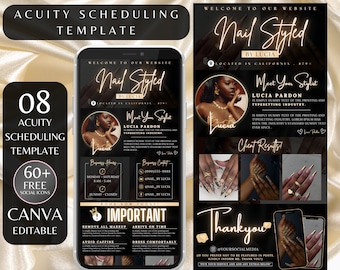 Nail tech Acuity Scheduling Template,acuity Scheduling Template,nail tech website banner,nail tech branding template,editable Canva template