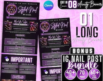 Acuity Scheduling Template Nail Tech | Acuity Website | Acuity Schedule | Acuity Scheduling | Canva Booking Template | Purple Black Acuity