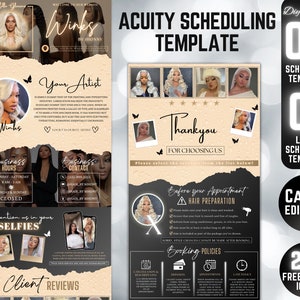 09 Acuity Site, Acuity Scheduling Template Hairstylist, Booking Site, Acuity Template Hair | Trendy Pink Black White theme | Canva Template