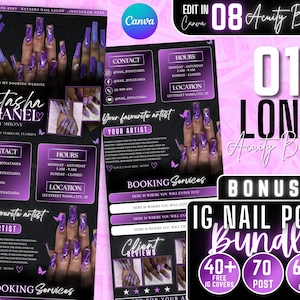 Acuity Scheduling Template, Nail Tech Acuity Scheduling Template, Nail Tech Branding, Nail Tech Website, Canva, Acuity Free 70 Instagram Post
