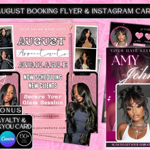 August Booking Flyer , DIY Back to School Flyer, Editable Back to School Flyer, Hair , Nails, Makeup Lash Flyer