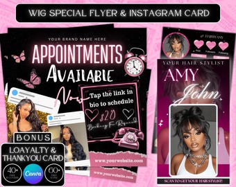 Booking Flyer, Hair Flyer, Wig Flyer, Book Now Flyer, Books Open Flyer, Calendar Flyer, Trending Beauty Flyer