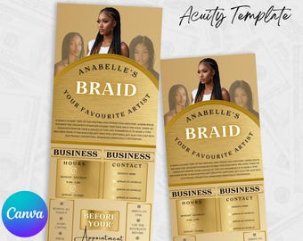 Hair Stylist Acuity Scheduling Template | Hair Stylist Branding | Hair Stylist Website | Canva Templates | Black and Pink Acuity