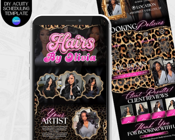 Hair Acuity Bookings Site Acuity Scheduling Template Hair Schedule Acuity Editable Hair Tech Acuity Canva Hairstylist Website Acuity Booking