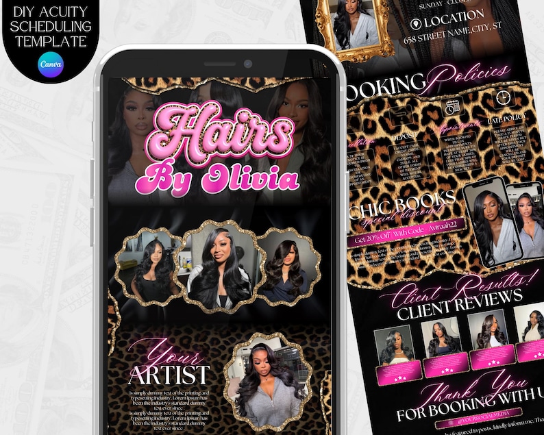 Hair Acuity Bookings Site Acuity Scheduling Template Hair Schedule Acuity Editable Hair Tech Acuity Canva Hairstylist Website Acuity Booking