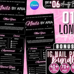 Pink Acuity Nails Scheduling Template Acuity Nail Tech Booking Site Nail Website Acuity Nail Tech Acuity Canva Nail Acuity Schedule Nail