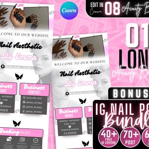 70 Nail Tech Instagram Templates Free Acuity, Free Covers, Nail Technician, Social Media Posts, Nails Templates, Aesthetic Instagram