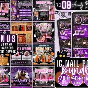 Halloween Acuity Scheduling Template, Halloween Nail Tech Website Template, Nail Tech Web Banners, Acuity Page Branding, Canva Template