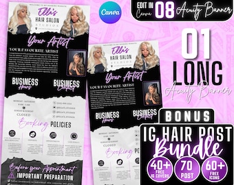 Hair Stylist Acuity Scheduling Template | Hair Stylist Branding | Hair Stylist Website | Canva Templates | Black and purple Acuity