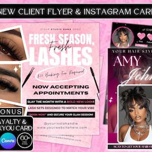 Editable Lash bookings flyer, Lashes, New appointments, book now flyer, bookings flyer, Canva template