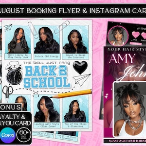 August Booking Flyer , DIY Back to School Flyer, Editable Back to School Flyer, Hair , Nails, Makeup Lash Flyer