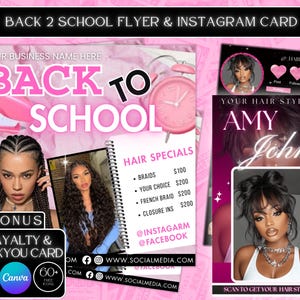 Back To School Booking Flyer, Back to school sale flyer, Back to school hair flyer, DIY canva template, Back 2 School , Braid Special Flyer