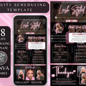 Acuity Scheduling Template Lash Tech Branding, Pink Black Boking Site for Lash Tech, Template Canva, Editable Lash Tech Booking Web Banners