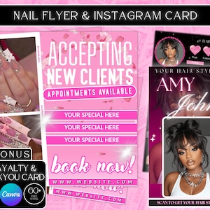 Nail Booking Flyer Template | Editable Canva Flyer | Beauty Salon Promo | Digital Nail Tech Flyer