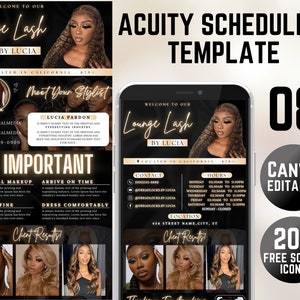 Acuity Scheduling Template Lash Tech Branding, Pink Black Boking Site for Lash Tech, Template Canva, Editable Lash Tech Booking Web Banners