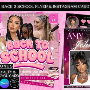 Back To School Booking Flyer, Back to school sale flyer, Back to school hair flyer, DIY canva template, Back 2 School , Braid Special Flyer
