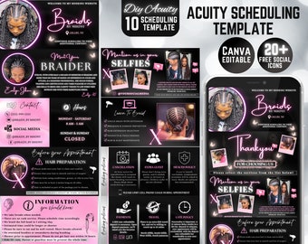 10 DIY Acuity Site - Acuity Scheduling Template Braid - Canva Template - Hair Braid Website - Hair Artist - Hair Acuity Template