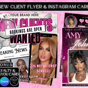 New Client Flyer, New Client Welcome Flyer, Hair Braids Lashes Wig Installs Makeup Nails Booking Flyer, Book Now, DIY Appointments Flyer