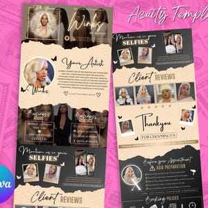 09 Acuity Site, Acuity Scheduling Template Hairstylist, Booking Site, Acuity Template Hair | Trendy Pink Black White theme | Canva Template