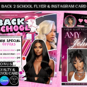 Back To School Flyer, Back to school hair flyer, Back to school sale flyer, DIY canva template, Back 2 School Flyer, Braid Special Flyer
