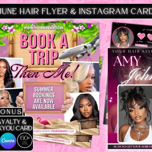 June Booking Flyer, June Summer Flyer, Now Booking June, Summer Season Flyer, Hair Locs Braid Flyer Lash Flyer, June Books Open, DIY Canva