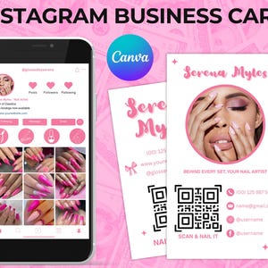Nagel Visitenkarte Template Nail Tech Karte Business Nails Salon Card Nagel Künstler Visitenkarte Nail Canva Instagram Karte Business Nail QR