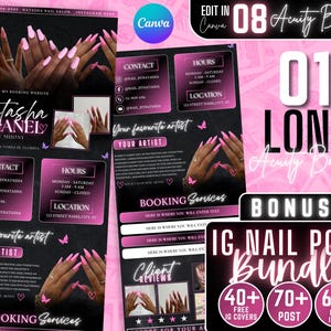 70 Nail Tech Instagram Templates Free Acuity, Free Covers, Nail Technician, Social Media Posts, Nails Templates, Aesthetic Instagram