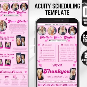 Retro DIY Acuity Site - Acuity Scheduling Template Hairstylist - Canva Template - Hair Business Website -  Hair Artist -Hair Acuity Template