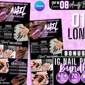 Acuity Scheduling Template Nail Tech | Acuity Webseite | Acuity Spielplan | Acuity Scheduling | Canva Buchungsvorlage | Pink Schwarz Acuity