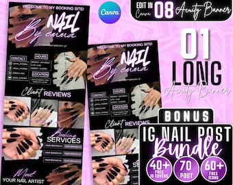 Acuity Scheduling Template Nail Tech | Acuity Website | Acuity Schedule | Acuity Scheduling | Canva Booking Template | Pink Black Acuity